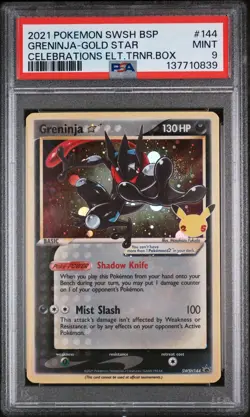 2021 Pokemon Swsh Black Star Promo Greninja-Gold Star Celebrations 144 PSA 9 - Image 1