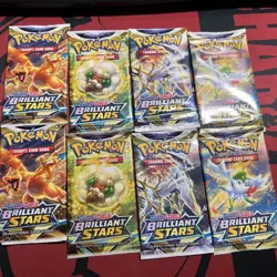 Pokemon Brilliant Stars Booster Pack Art Set 8 Sealed Packs Sword & Shield - Image 1