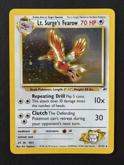 Pokemon Lt. Surge's Fearow 007/132 Gym Heroes Holo Rare 70HP Stage 1 - Image 1