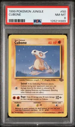 1999 POKEMON JUNGLE #50 CUBONE PSA 8 - Image 1