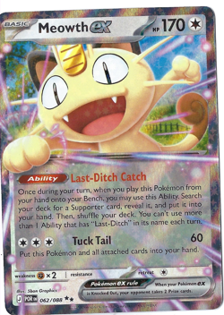 Pokemon Meowth ex 062/088 Me03: Perfect Order Holo TCG NM Double Rare - Image 1