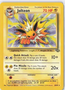 1999 Pokemon TCG Jolteon Jungle 20/64 Regular Non-Holo Rare WOTC Vintage LP - Image 1