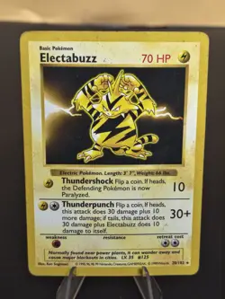 Pokemon TCG Base Set (Shadowless) #020/102 Electabuzz Free Shipping! - Image 1