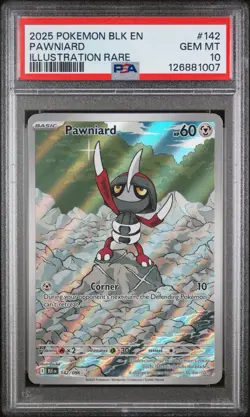 2025 POKEMON PAWNIARD 142/86 BLACK BOLT ILLUSTRATION RARE PSA 10! - Image 1