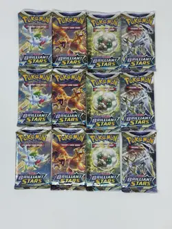 Pokemon TCG Sword & Shield BRILLIANT STARS booster packs sealed lot of 12 - Image 1