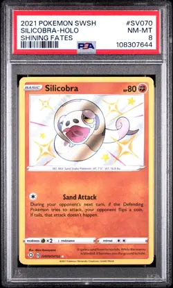 2021 POKEMON SWORD & SHIELD SHINING FATES #SV070 SILICOBRA-HOLO PSA 8 - Image 1