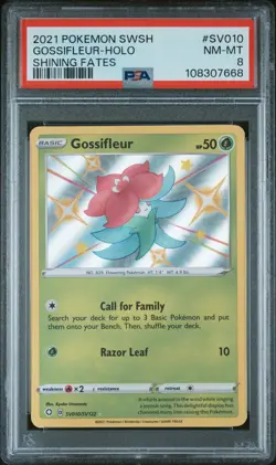 2021 POKEMON SWORD & SHIELD SHINING FATES #SV010 GOSSIFLEUR-HOLO PSA 8 - Image 1