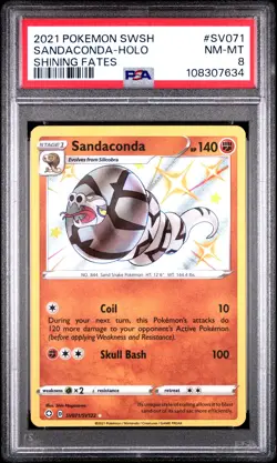 2021 POKEMON SWORD & SHIELD SHINING FATES #SV071 SANDACONDA-HOLO PSA 8 - Image 1