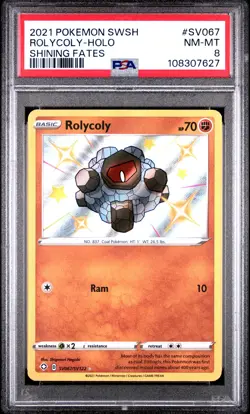 2021 POKEMON SWORD & SHIELD SHINING FATES #SV067 ROLYCOLY-HOLO PSA 8 - Image 1