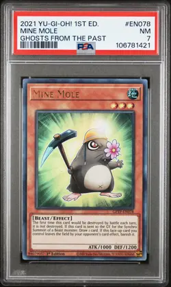 2021 YU-GI-OH! GHOSTS FROM THE PAST 1ST ED #EN078 MINE MOLE PSA 7 - Image 1