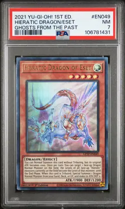 2021 YU-GI-OH! GHOSTS FROM THE PAST 1ST ED #EN049 HIERATIC DRAGON OF ESET PSA 7 - Image 1