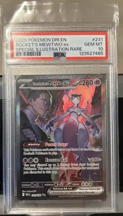 Pokemon 2025 Team Rocket's Mewtwo ex 231/182 SIR Destined Rivals GEM MINT PSA 10 - Image 1