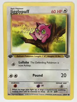Jigglypuff MP 54/64 1st Edition Jungle Pokemon TCG Regular - Image 1