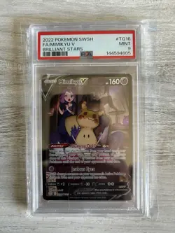 2022 POKEMON SWORD & SHIELD BRILLIANT STARS #TG16 FULL ART/MIMIKYU V PSA 9 - Image 1