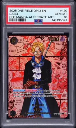 2025 ONE PIECE OP13-CARRYING ON HIS WILL RED MANGA ALTERNATE ART SABO PSA 10 ENG - Image 1