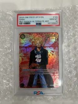 2025 ONE PIECE OP13-CARRYING ON HIS WILL RED MANGA ALTERNATE ART SABO PSA 10 ENG - Image 4