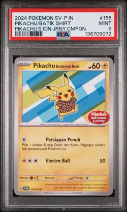 2024 Pikachu Batik Shirt SV-P Indonesia 4 Card Set PSA 10 & PSA 9 Sequential Set - Image 5