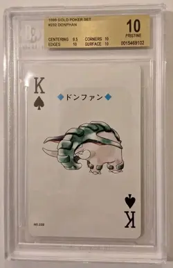 1999 Donphan 232 King of Spades Gold Deck Ho-oh Poker Card BGS PRISTINE 10! - Image 1