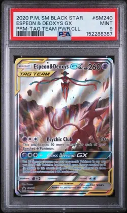Pokemon TCG Espeon & Deoxys GX SM240 Black Star Promo Holo Card Regradable - Image 1