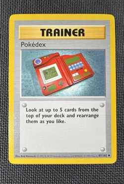 NEAR MINT Pokedex SHADOWLESS 87/102 Uncommon Trainer Pokemon Card WOTC - Image 1