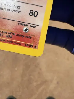 Ninetales Base Set Holo Unlimited Holo Rare 1999 Pokemon TCG Card 12/102 HP - Image 5