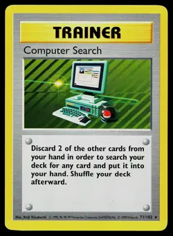 Pokemon Card Base Set Shadowless Computer Search 71/102 Unlimited Rare - Image 1