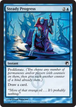 MTG Steady Progress - Foil, Scars of Mirrodin, Heavily Played, English - Image 1