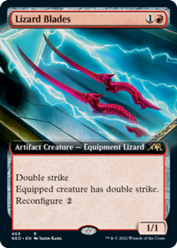 MTG Lizard Blades - Foil - Extended Art, Kamigawa: Neon Dynasty, Lightly Played, - Image 1