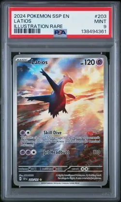 LATIOS ILLUSTRATION 2024 POKEMON SURGING SPARKS FULL ART HOLO 203/191 PSA 9 MINT - Image 1