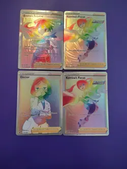 Assortment Of Rainbow Rare Pokemon Cards: Zinnia's Resolve, Doctor & 2 Kor. Foc. - Image 1