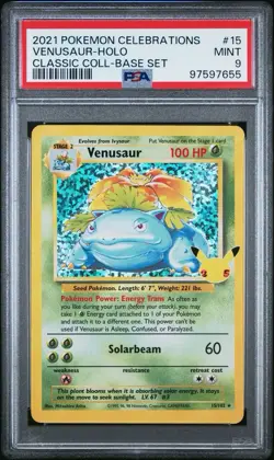 2021 POKEMON CELEBRATIONS CLASSIC COLL #15 VENUSAUR-HOLO PSA 9 - Image 1