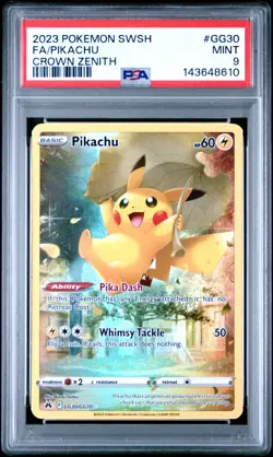 2023 POKEMON SWORD AND SHIELD CROWN ZENITH #GG30 FA PIKACHU PSA 9 - Image 1