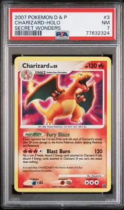 *SWIRL* Pokemon Charizard 2007 D&P Secret Wonders Holofoil PSA 7 Near Mint - Image 1