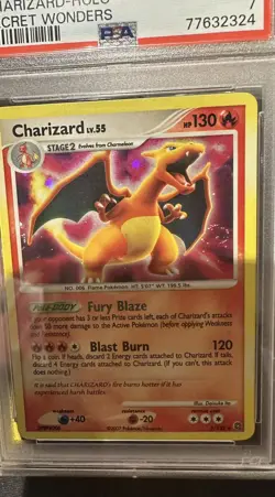 *SWIRL* Pokemon Charizard 2007 D&P Secret Wonders Holofoil PSA 7 Near Mint - Image 3