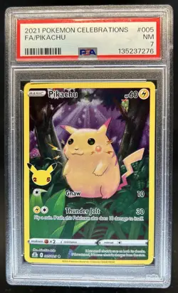 2021 Pokemon SWSH Celebrations Pikachu Holo #005/025 PSA 7 - Image 1