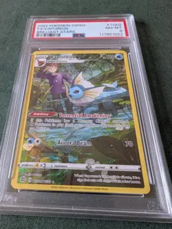2022 POKEMON SWORD & SHIELD BRILLIANT STARS #TG02/TG30 VAPOREON FULL ART PSA 8 - Image 1