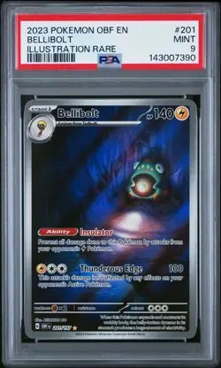 PSA 9 Bellibolt 201/197 Pokemon Sv: Obsidian Flames Illustration Rare 2023 MINT - Image 1