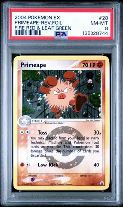 2004 POKEMON EX FIRE RED & LEAF GREEN #28 PRIMEAPE-REVERSE FOIL PSA 8 - Image 1