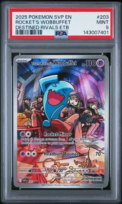 2025 POKEMON SVP EN-SV BLACK STAR PROMO #203 TEAM ROCKET'S WOBBUFFET PSA 9 #203 - Image 1