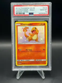 2019 Pokemon Sun & Moon CHARMANDER HOLO Hidden Fates PSA 10 #SV6 - Image 1