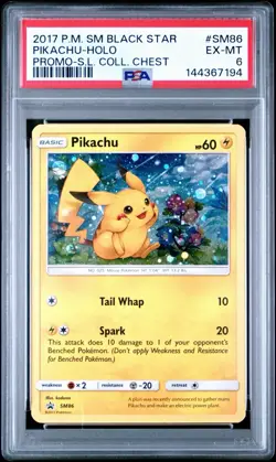 PSA 6 Pikachu Holo Promo-S.L. Coll. Chest #SM86 2017 Pokemon Promo Nm - Image 1