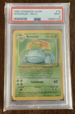 1999 Pokemon Base Set Venusaur Holo Rare #15 PSA 9 MINT - Image 1