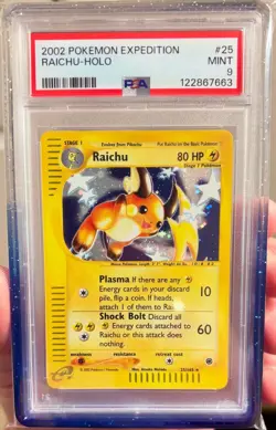 2002 Pokemon Raichu Expedition Holo⚡#25 PSA 9 + HOLO 🩸 & SWIRL 🌀/🫐Guard! - Image 1