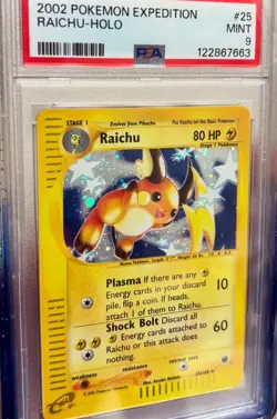 2002 Pokemon Raichu Expedition Holo⚡#25 PSA 9 + HOLO 🩸 & SWIRL 🌀/🫐Guard! - Image 2