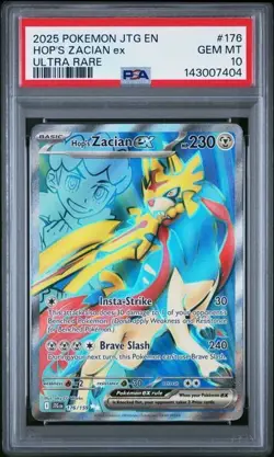 2025 POKEMON JTG EN-JOURNEY TOGETHER ULTRA RARE #176 HOP'S ZACIAN EX PSA 10 - Image 1