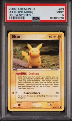 2005 POKEMON EX DELTA SPECIES #63 DITTO [PIKACHU] PSA 9 - Image 1