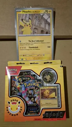 Pokemon Day 2026 Pikachu Box & Pikachu At The Museum Jumbo Promo Card, Tcg, New - Image 1