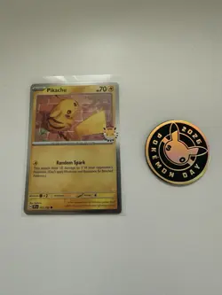 Pokemon TCG Pikachu 2026 Pokemon Day Promo Card 51/162 And Coin - Image 1