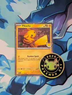 Pokemon TCG Pikachu Pokemon Day 2026 Promo 051/162 w/ Coin Card - Image 1