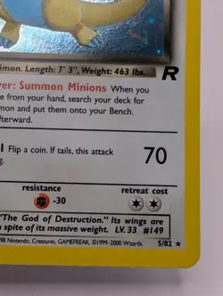 Pokemon TCG Team Rocket Set Dark Dragonite 5/82 Rare Holo 1st Edition LP/MP - Image 5